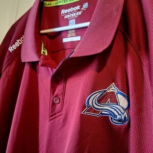 Reebok Polo with Embroidered Center Ice Colorado Avalance